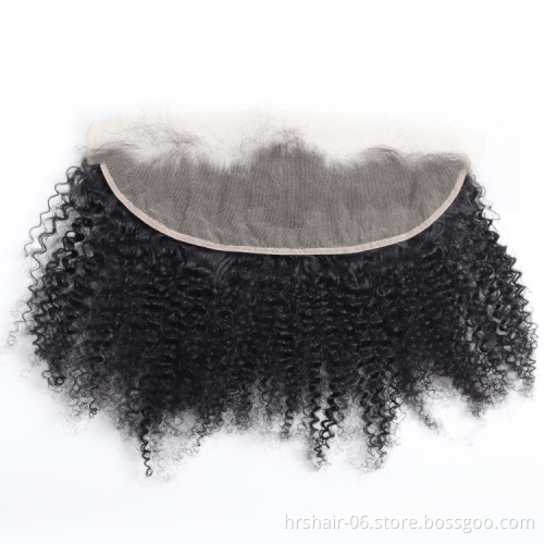 Wholesale afro kinky curly bundles Brazilian human hair bundles with 13x4 lace frontal 100% human hair weave extensions